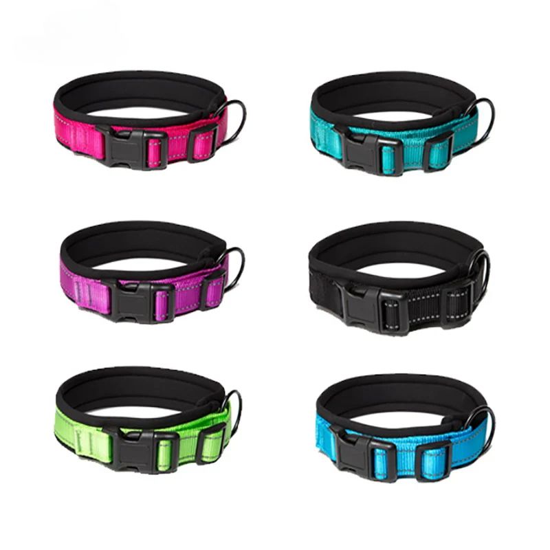 Nylon Reflective Diving Material Dog Collar, Adjustable Size Pet Collar with Padded Soft and Comfortable for Walking Dog Collar