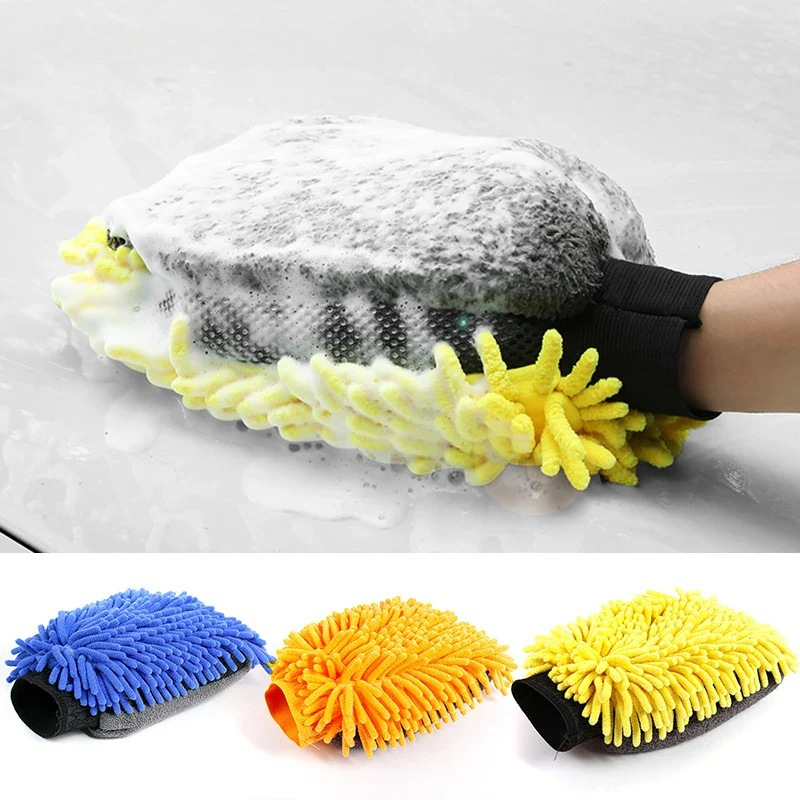 Double-faced Car Wash Microfiber Chenille Gloves Thick Car Cleaning Mitt Wax Detailing Brush Glove for Car Care Accessories