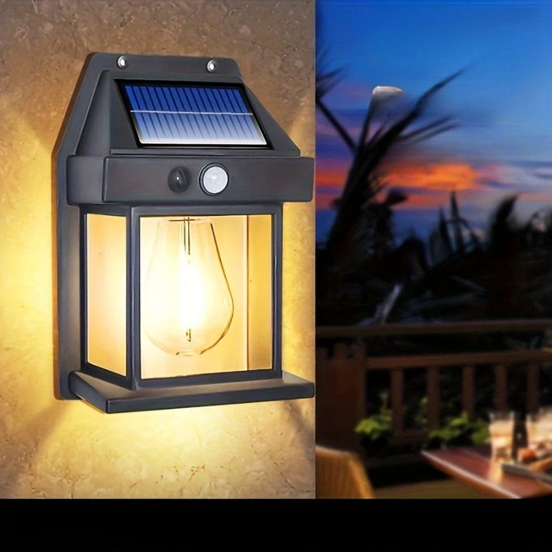 Outdoor Solar Tungsten Wall Light with Motion Sensor IP65 Waterproof LED Safety Light for Patio Outdoor Deck Porch Barn Garage