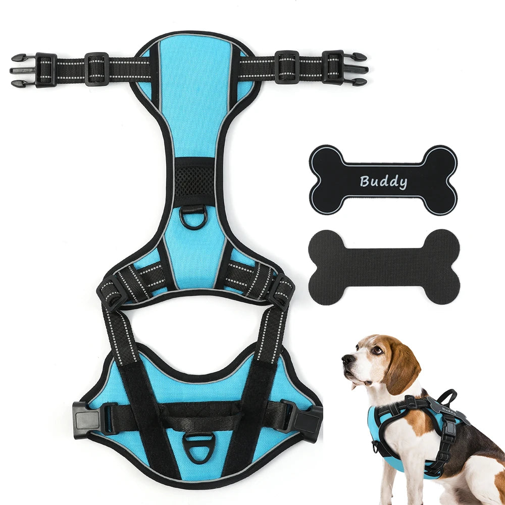 Personalized Dog Harness NO PULL Breathable Pet Harness Vest with Lovely Custom Patch Harness for Small Medium Large Dogs