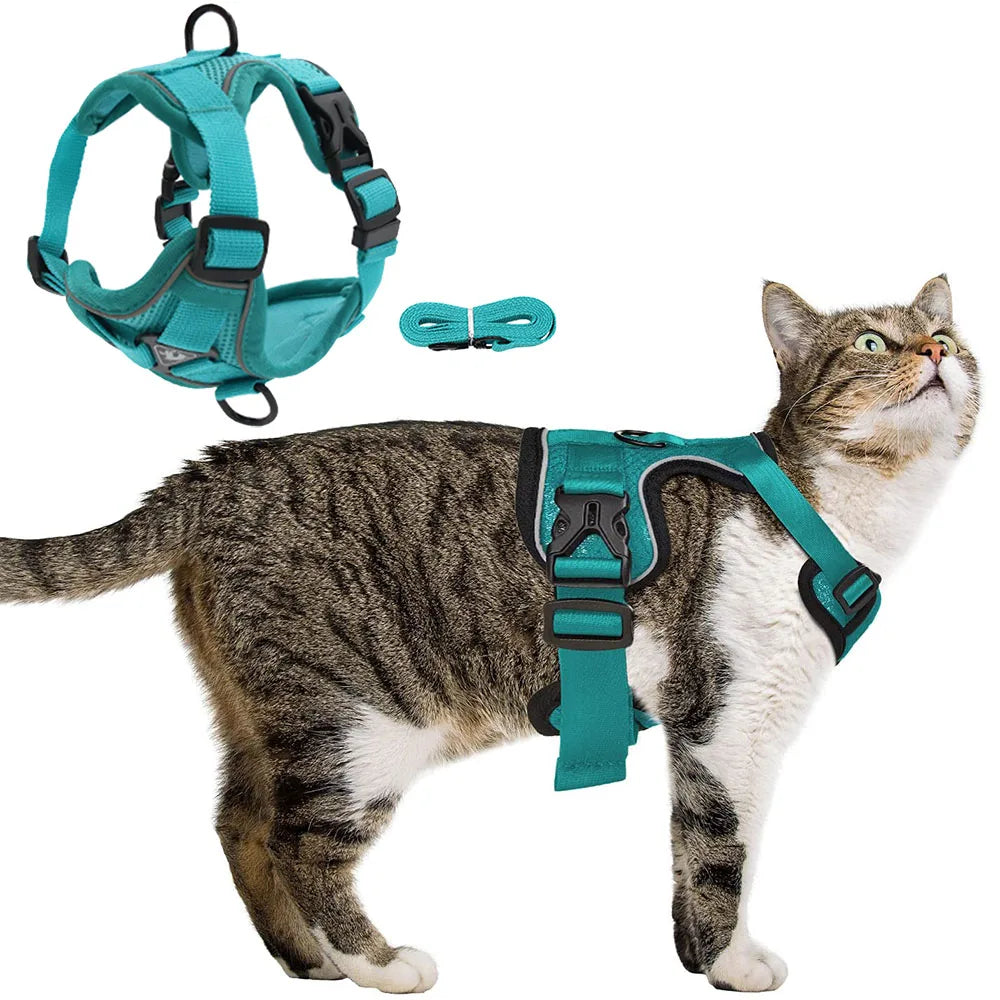 Cat Harness Escape Proof Breathable Cat Harness and Leash for Walking Outdoor Easy Control Pet Dog Cat Leash Reflective Harness