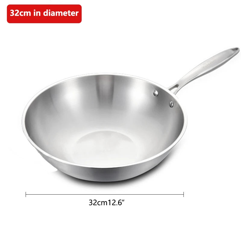 New Stainless Steel Wok Honeycomb Non-stick Pan Without Oil Smoke Frying Pan Wok, Gas and Induction Cooker Kitchen Tool