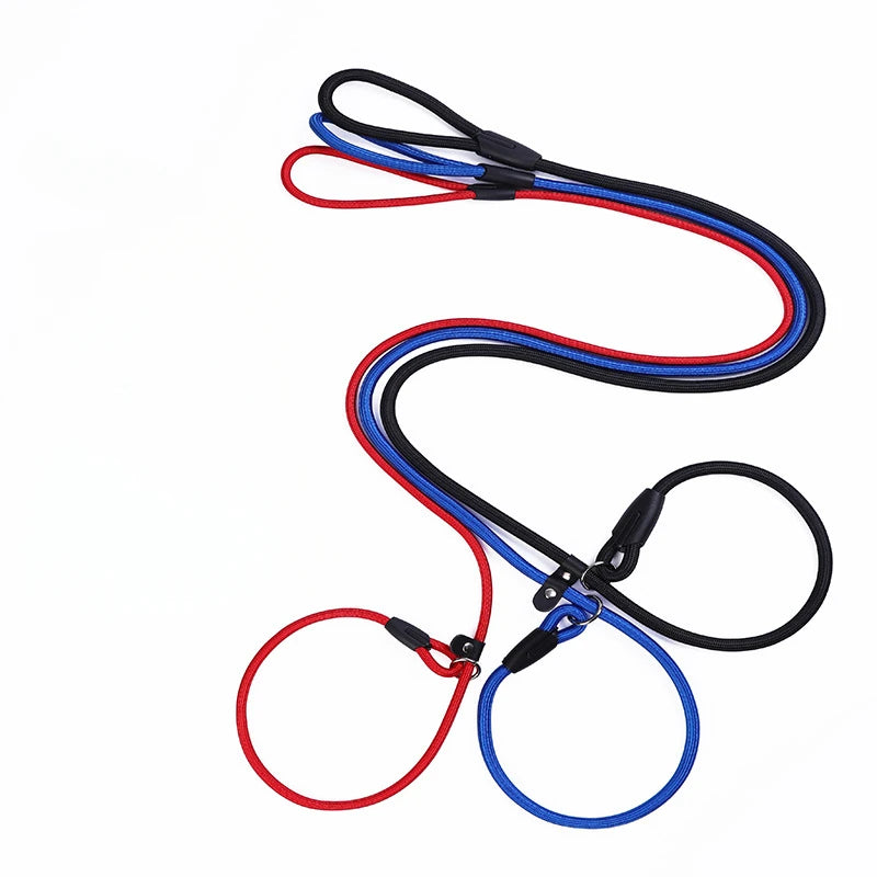 Pet Puppy Dog Leash Slip Rope Lead Leash Nylon Slip Chains Collar No Pull Training Lead Leashes for Small Dogs Black Red Blue