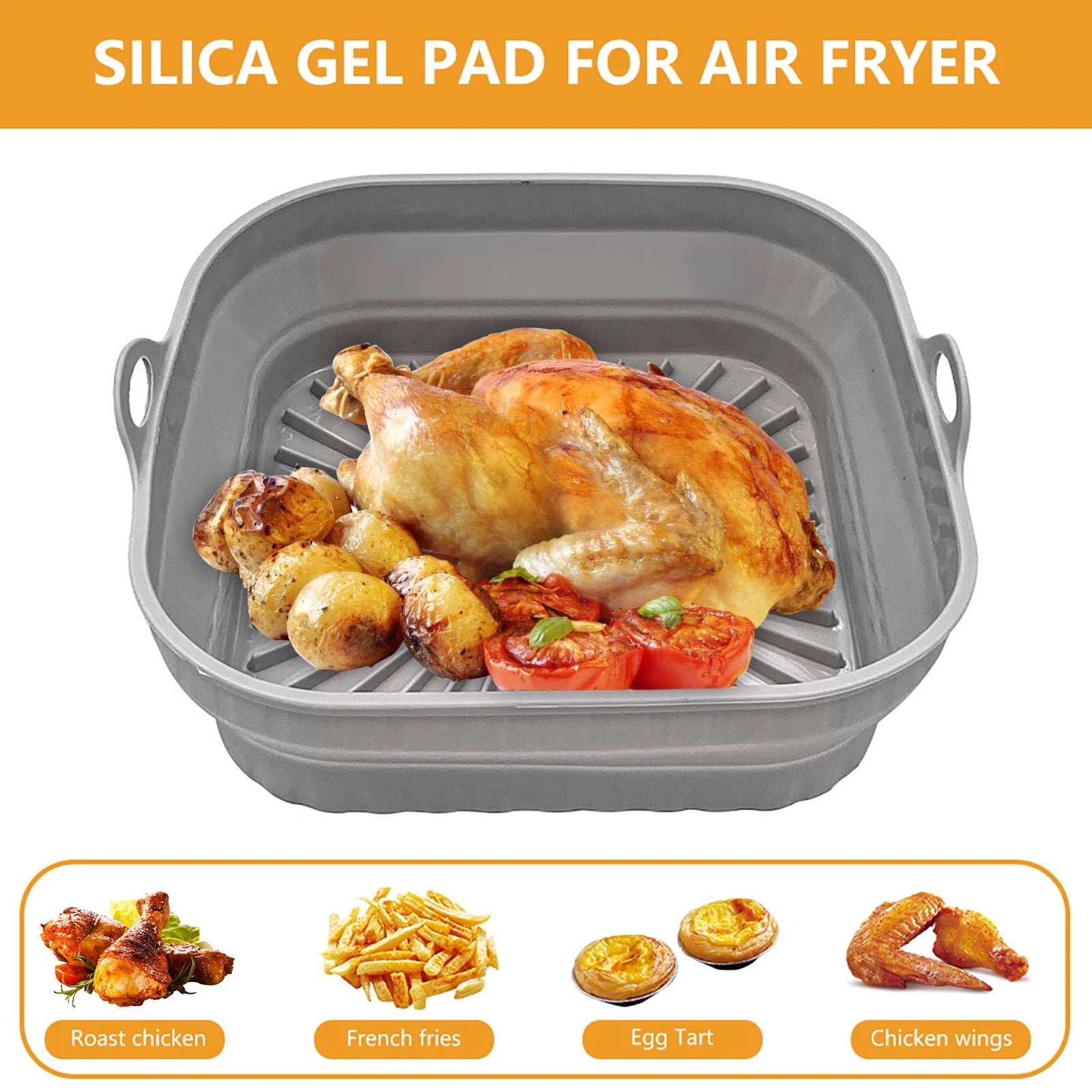 Silicone Air Fryers Bottom Support Foldable Airfryer Au Gratin Dish Reusable Waterproof Oil-proof Easy To Clean Kitchen Supplies