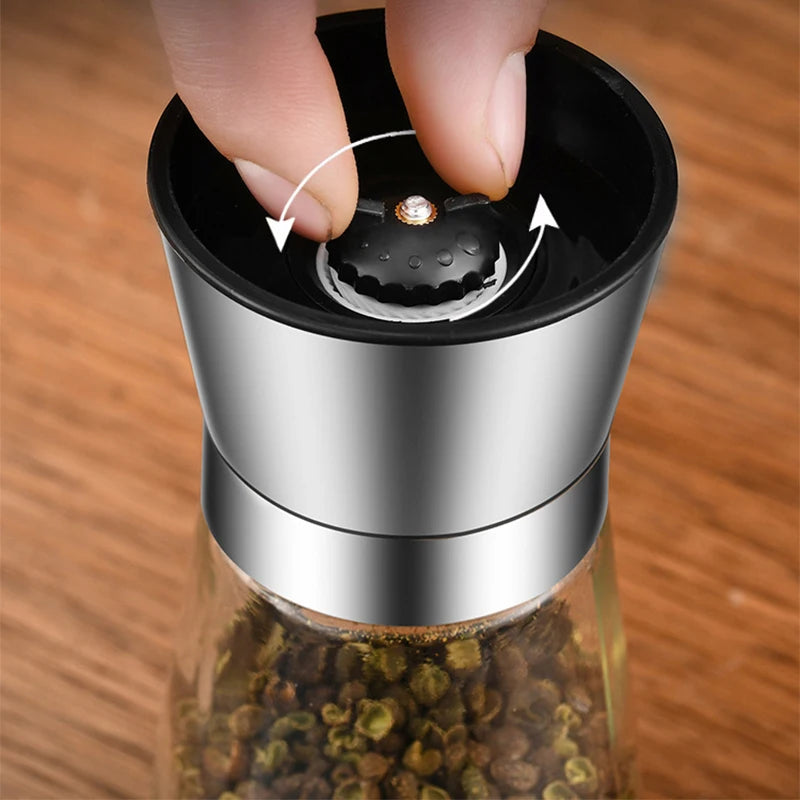 Stainless Steel Salt and Pepper Mill Grinder Spice Herb Glass Shaker Manual Mill Seasoning Grinding Bottle Kitchen Gadgets