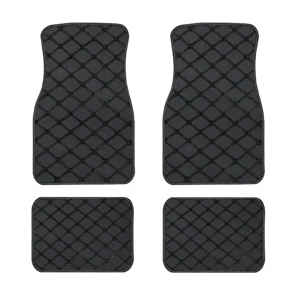 New Car Floor Mats 4PCS Universal PU Leather Waterproof Auto Foot Pad Protector Carpet Front And Rear Mats Set Auto Accessories