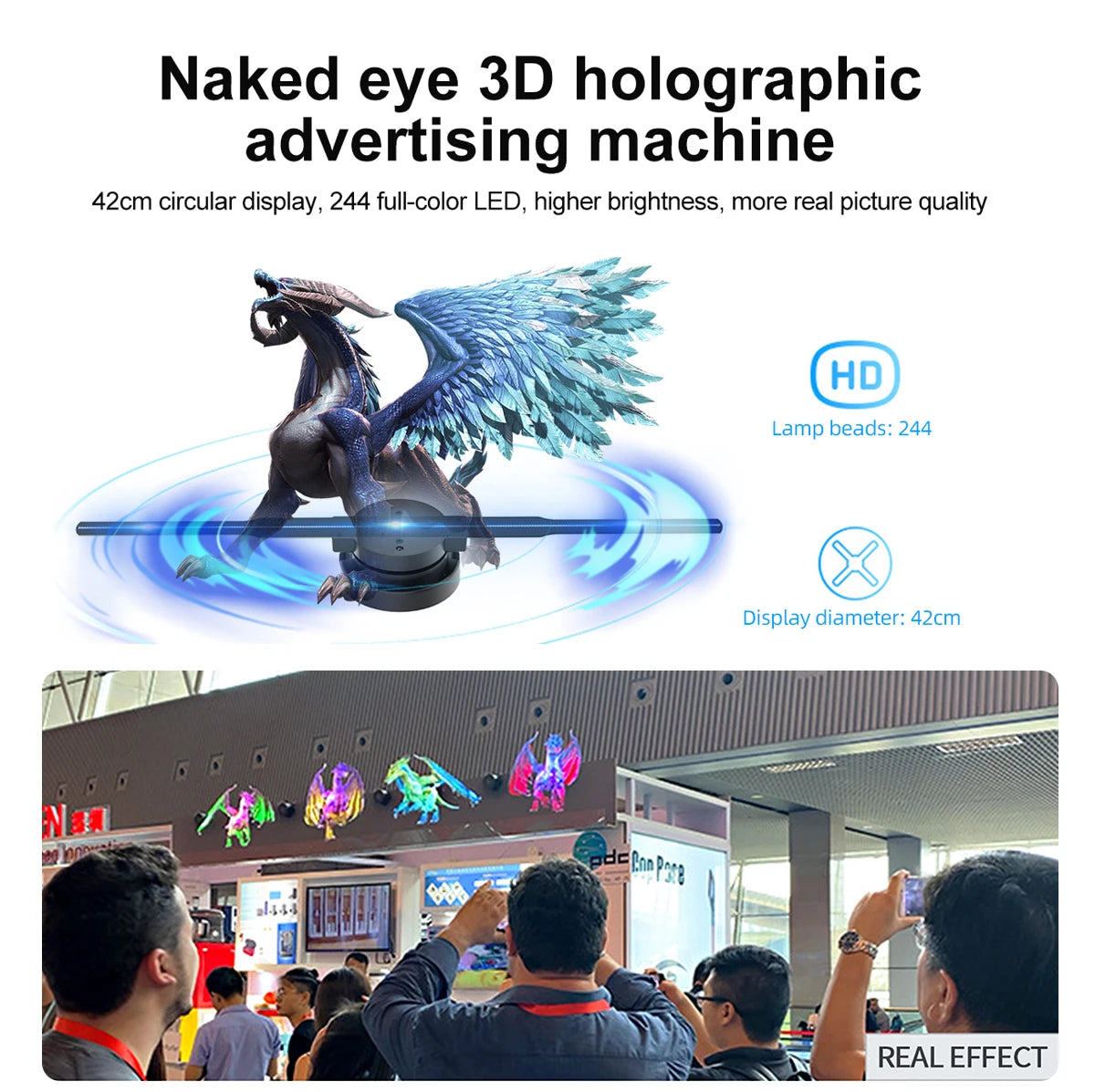 42cm 3D Hologram Projector Fan Wifi Display Business Advertising Logo Light Holographic Lamp Projectors Holiday Gifts