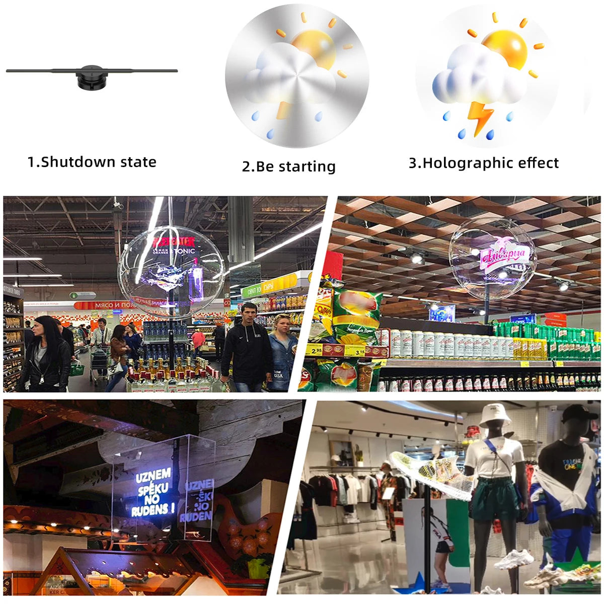 42cm 3D Hologram Projector Fan Wifi Display Business Advertising Logo Light Holographic Lamp Projectors Holiday Gifts