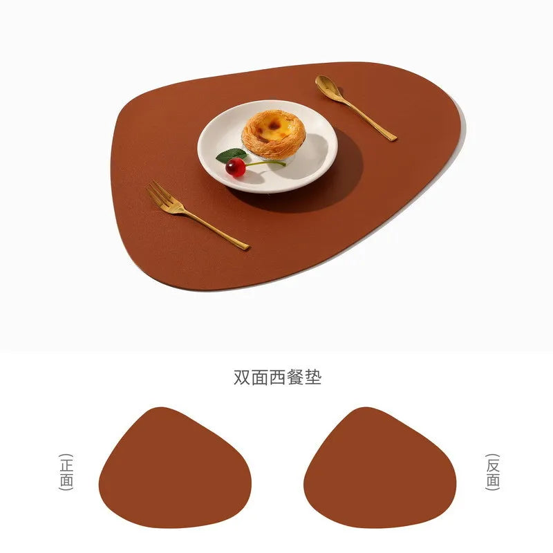 Leather Western Placemat Tableware Pad Oil Water Resistant Heat Insulation Non-Slip Tablemat Coaster for Kitchen Washable Cup