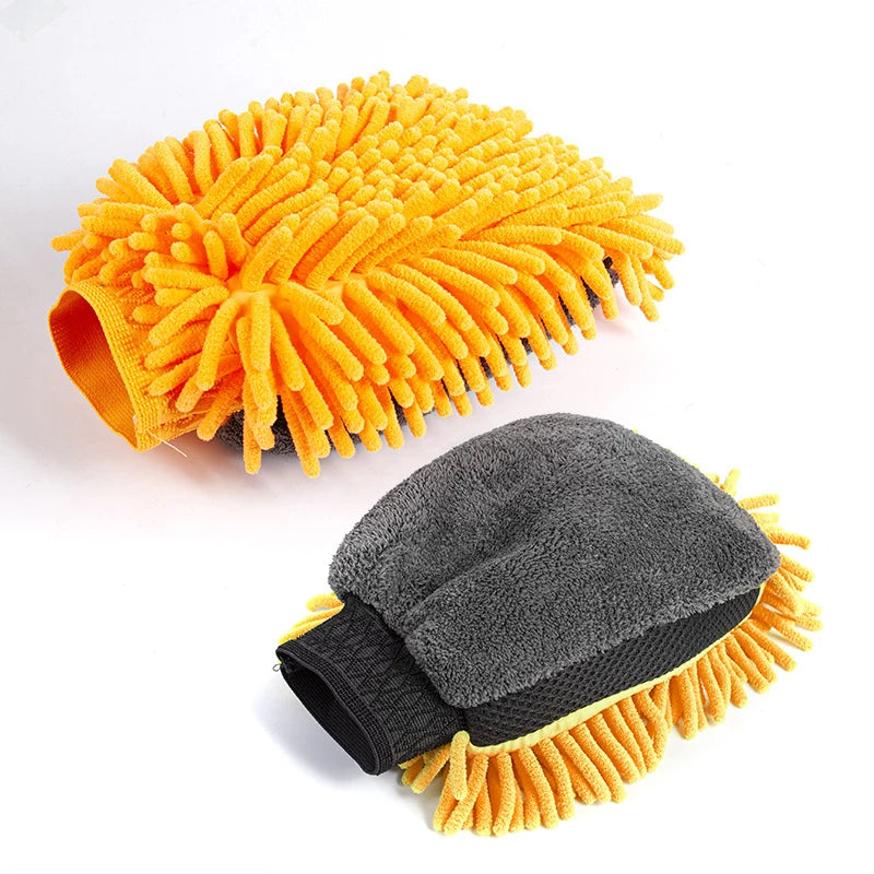 Double-faced Car Wash Microfiber Chenille Gloves Thick Car Cleaning Mitt Wax Detailing Brush Glove for Car Care Accessories