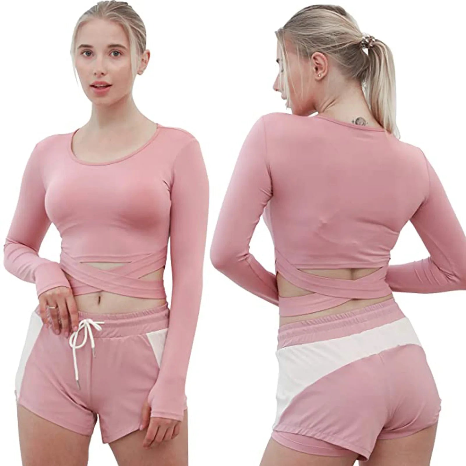 5pcs Yoga Set Women's Workout Clothing Suit Ladies Breathable Slim Fitness Tracksuit Female Gym Sports Running Winter Sportwear