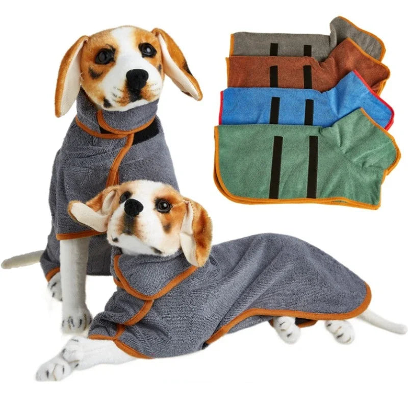 Dog Bathrobe Towel Bath Robe Pet Dog Bathrobe Fast Drying Coat Soft Adjustable Absorbent Towel For Large Medium Small Dog