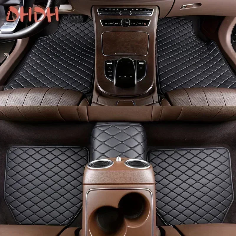 New Car Floor Mats 4PCS Universal PU Leather Waterproof Auto Foot Pad Protector Carpet Front And Rear Mats Set Auto Accessories