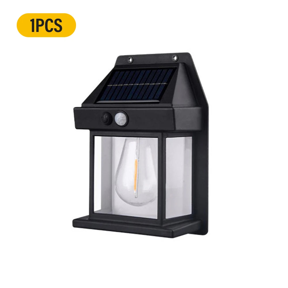 Outdoor Solar Tungsten Wall Light with Motion Sensor IP65 Waterproof LED Safety Light for Patio Outdoor Deck Porch Barn Garage