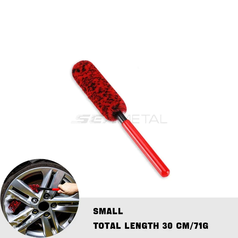 SEAMETAL Car Wheel Tire Brush Soft Plush Wheel Cleaning Brush Car Tire Rims Detailing Long Handle Brushes for Car Cleaning Tools