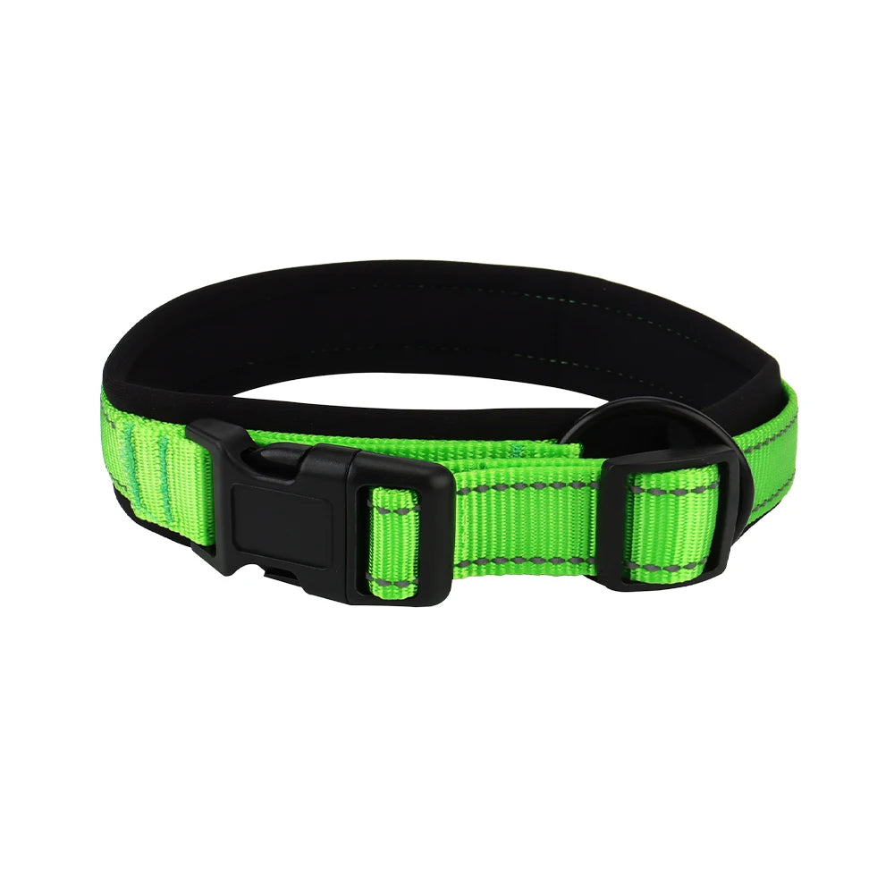 Nylon Reflective Diving Material Dog Collar, Adjustable Size Pet Collar with Padded Soft and Comfortable for Walking Dog Collar