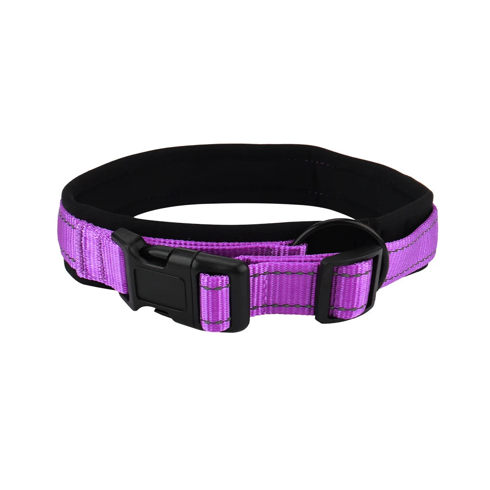 Nylon Reflective Diving Material Dog Collar, Adjustable Size Pet Collar with Padded Soft and Comfortable for Walking Dog Collar