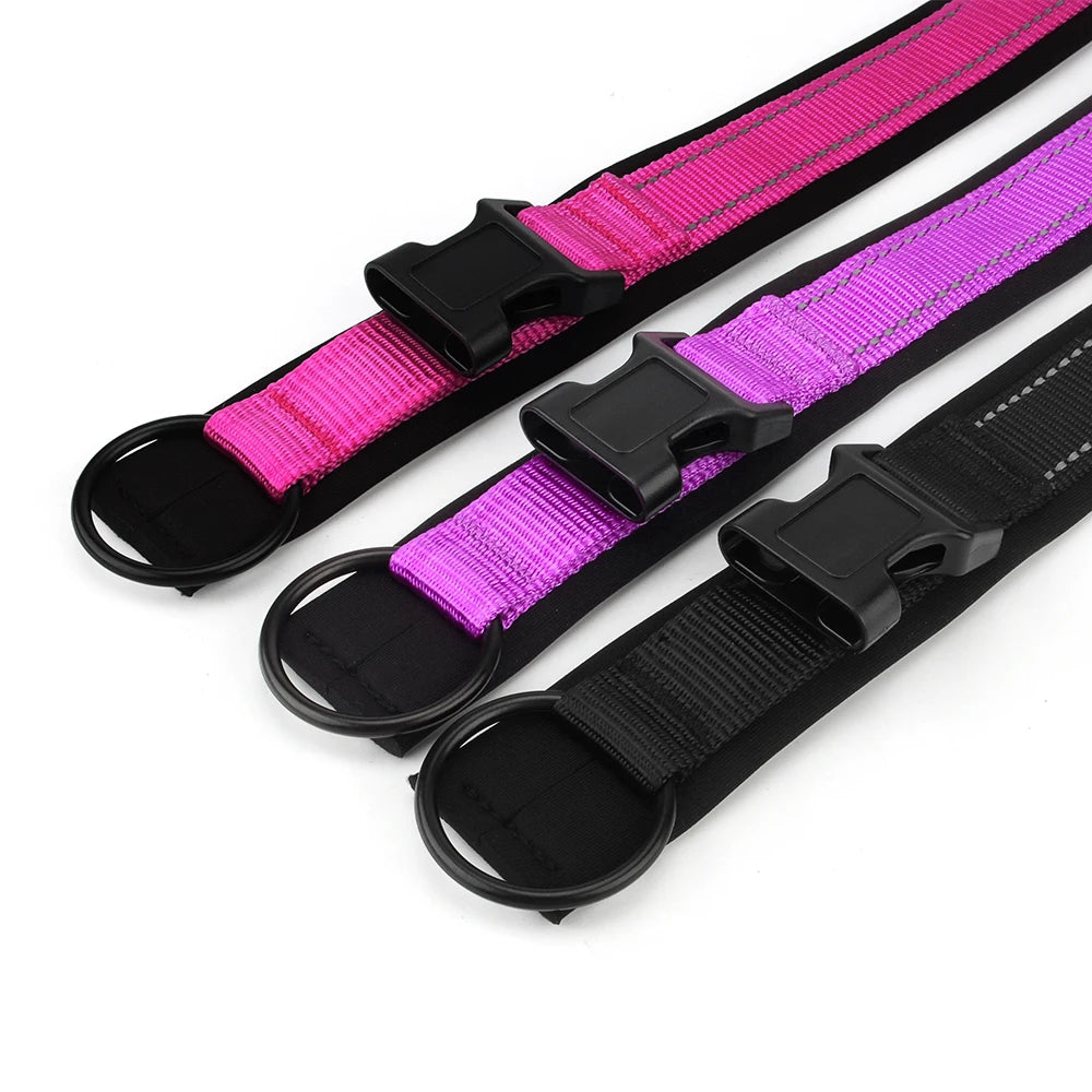 Nylon Reflective Diving Material Dog Collar, Adjustable Size Pet Collar with Padded Soft and Comfortable for Walking Dog Collar