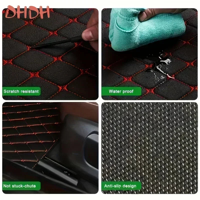 New Car Floor Mats 4PCS Universal PU Leather Waterproof Auto Foot Pad Protector Carpet Front And Rear Mats Set Auto Accessories