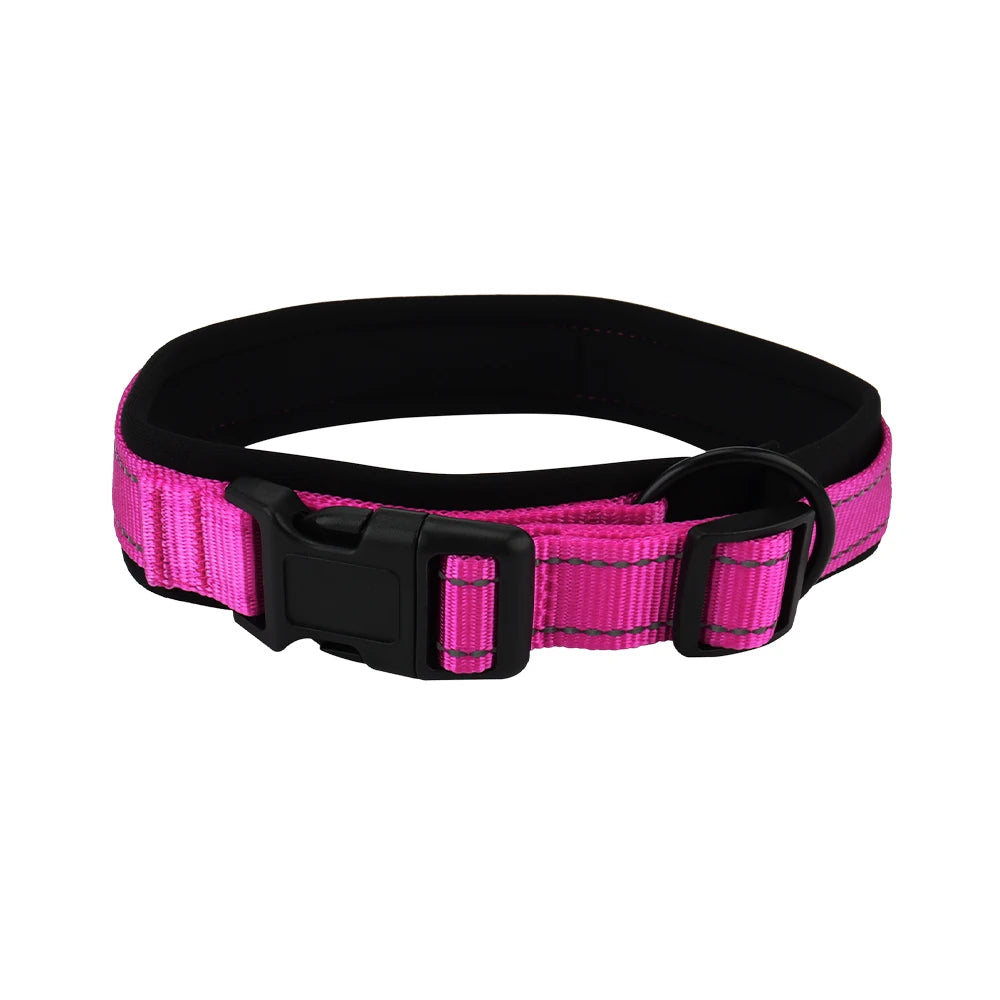 Nylon Reflective Diving Material Dog Collar, Adjustable Size Pet Collar with Padded Soft and Comfortable for Walking Dog Collar