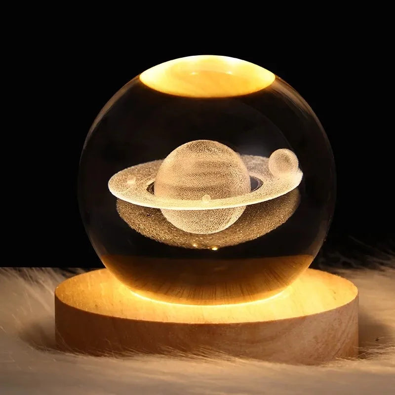 Kids LED Crystal Ball Toys Table Lamp 3D Moon Planet Galaxy Decor Party Educational Toys for Kids Adult Birthday Xmas Gifts