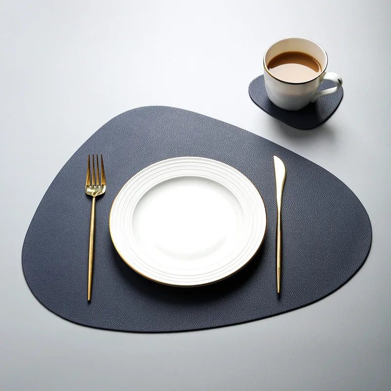 Leather Western Placemat Tableware Pad Oil Water Resistant Heat Insulation Non-Slip Tablemat Coaster for Kitchen Washable Cup