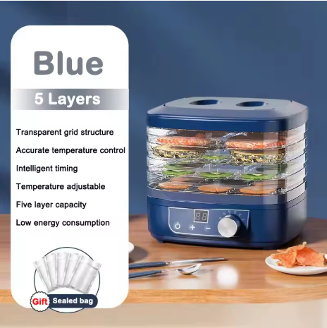 5 Trays Dried Fruit Air Dryer Multifunction Meat Vegetable Herb Drying Machine Digital Timer Temperature Control Food Dehydrator