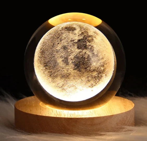 Kids LED Crystal Ball Toys Table Lamp 3D Moon Planet Galaxy Decor Party Educational Toys for Kids Adult Birthday Xmas Gifts