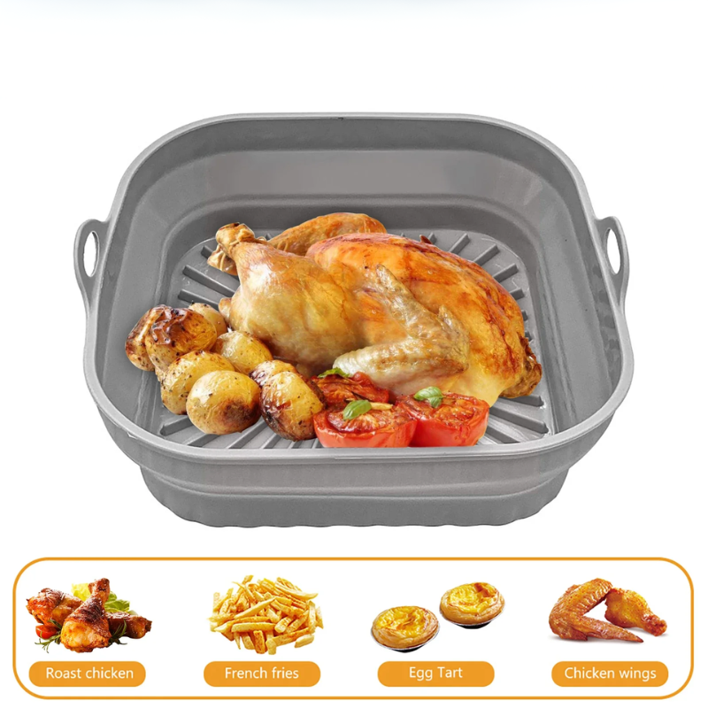 Silicone Air Fryers Bottom Support Foldable Airfryer Au Gratin Dish Reusable Waterproof Oil-proof Easy To Clean Kitchen Supplies